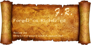 Forgács Richárd névjegykártya